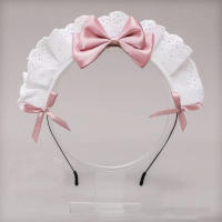 Diadema De Lace Rosa Y Blanca Con Lazo Para Mujer Vestido De Doncella Accesorio Decorativo Para Fiestas Material Poliéster - details 4