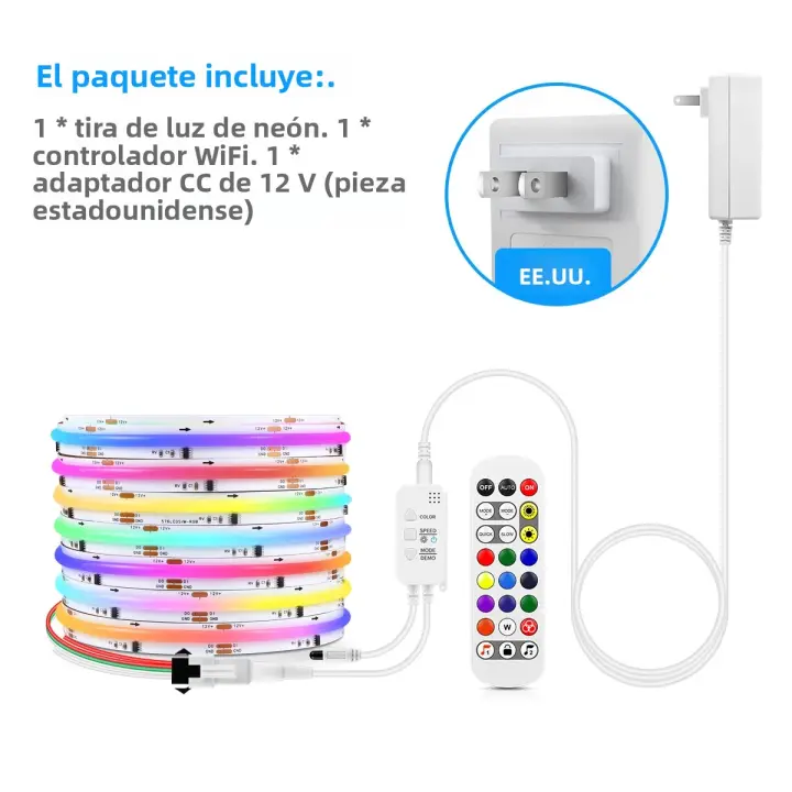 Tira De Luces LED RGBIC Tuya Smart WIFI Flexible WS2811 IC COB 12V Control Por APP Para Alexa Google Ideal Para El Dormitorio - 1