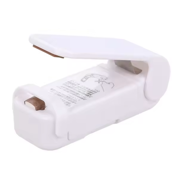 Sellador de Bolsas Portátiles para Alimentadores y Snacks en Color Blanco - Herramienta Práctica para Conservar La Frescura de tus Productos - 1