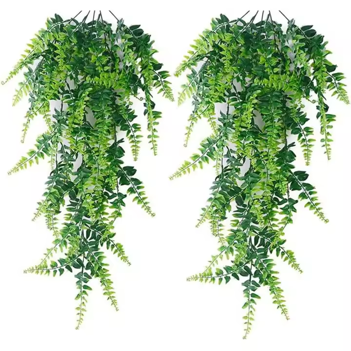 2 Piezas Artificial Helecho Colgante, Flores Vine Plantas, Artificiales Plantas Colgantes, Realista, Duradero, Sin Mantenimiento, para Interior y Exterior, Balcón, Decoración de Boda o Jardín - 1