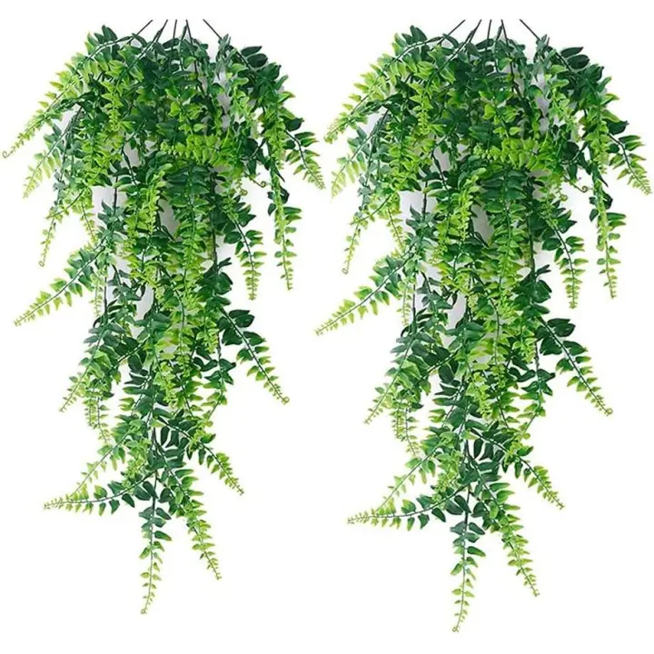 2 Piezas Artificial Helecho Colgante, Flores Vine Plantas, Artificiales Plantas Colgantes, Realista, Duradero, Sin Mantenimiento, para Interior y Exterior, Balcón, Decoración de Boda o Jardín - 1