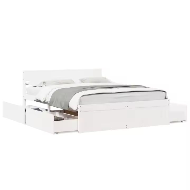 vidaXL Estructura de cama sin colchón madera de pino blanca 150x200 cm - 1