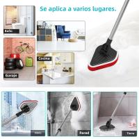 Cepillo De Limpieza Para Azulejos 3 En 1 Con Mango Largo Escobilla De Limpieza De Baño Retráctil Rotativa De 180° Con Esponja Y Microfibra Para Limpieza De Piso Y Ventanas - details 17
