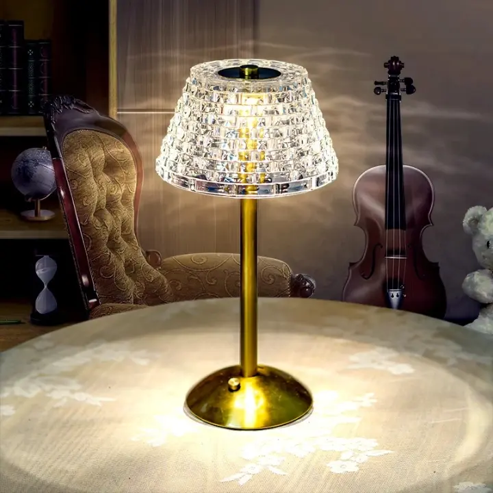 Lámpara De Mesa Nórdica Con Cristal Toque Dimming USB Recargable Luz De Noche Para Decoración De Habitación Bar Café Hotel - 1