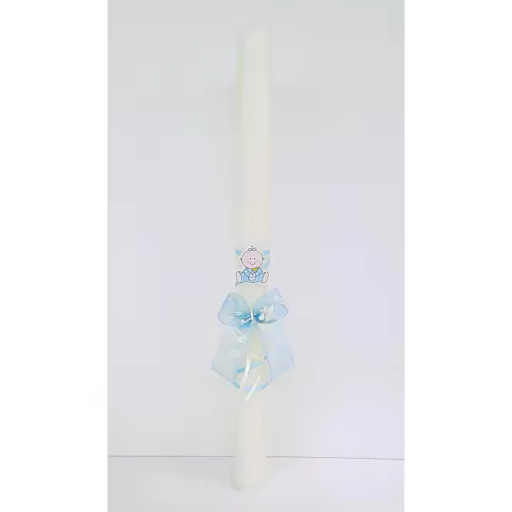 VELA (CIRIO) PARA BAUTIZO PERSONALIZADA NIÑA/NIÑO MEDIDA 3 x 40 CM Decorada con APLIQUE MADERA. (PERSONALIZADA) AÑADIR TEXTO EN (Chatear con la tienda) - 1