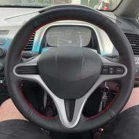 Cubierta De Volante Para Coche De Cuero Artificial Con Interior De Cuero Microfibra Hecha a Mano Para Honda Civic 8ta MK8 2005-2011 - details 0