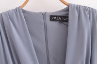 Vestido De Moda Con Cuello En V Profundo Estilo Europeo Y Americano Para Mujer Con Cinturón Y Pliegues Slim De Manga Larga Para Otoño - details 8