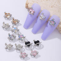 30pcs Decoración De Uñas En Forma De Corazón Y Planeta Estilo Metálico Y2K Con Diamantes De Color Plata Adornos De Aleación De Rhinestone Para DIY - details 1