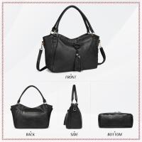 Bolsos de Mujer, Bolso Shopper con Flecos Bolso Bandolera de Moda en PU Cuero Bolso de Mano para Trabajo, Diario y Fiestas,Negro - details 2