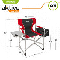 Aktive - Silla plegable camping con nevera y mesa con soporte para botella, máx. 120 kg, color gris y rojo, fabricada de aluminio y poliéster, 61x52x92 cm, antivuelco, plegado compacto, ideal para camping, fácil de transportar, resistente y duradera - details 6