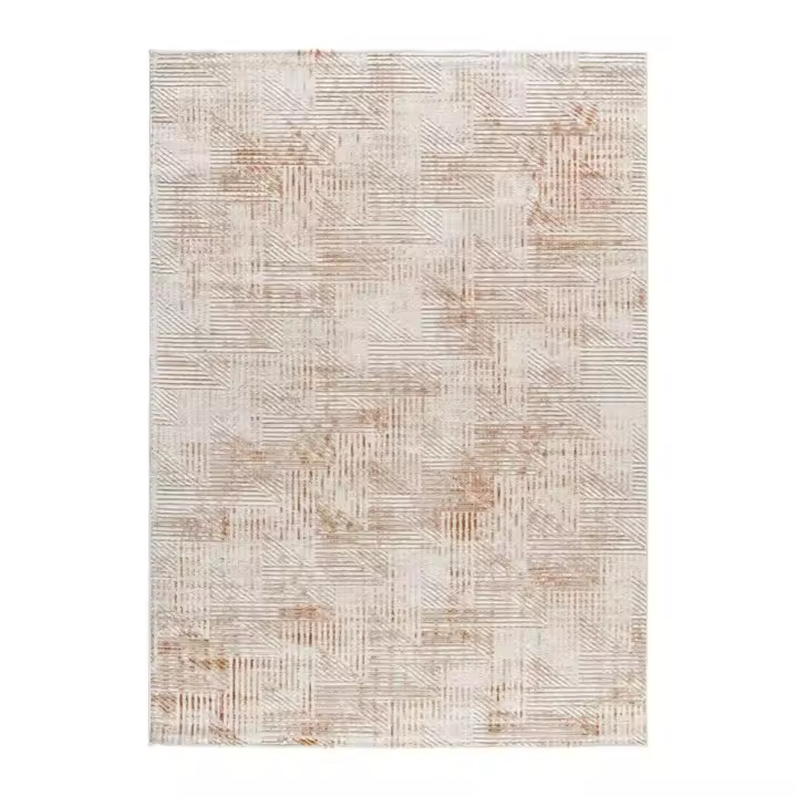 ATTICGO Alfombra interior de estilo geométrico con relieve en beige/caldera - KEOPS 4448 | 77x150, 134x200, 154x230, 192x290 cm - 1