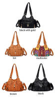 Bolso De Hombro Vintage Yogodlns Para Mujer En Cuero PU Suave Gran Capacidad Bolso De Mano Moda Con Manija De Color Stitching - details 1