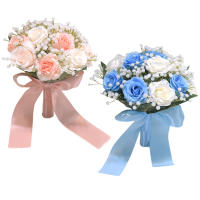 1PC Accesorio De Boda Para Novia Y Damas De Honor Rosas Artificiales Con Estrella Del Mar Cinta De Enlace Regalo De Flores Para Celebraciones Matrimoniales - details 1
