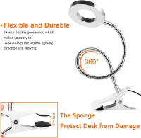 Lámpara De Escritorio Con 48 LEDs Luz De Lectura USB Ajustable En 3 Niveles Protección Ocular Gooseneck Flexible 360° Luz De Libro Para Cama - details 5
