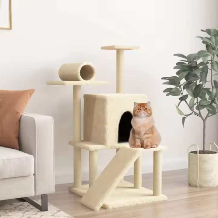 vidaXL Rascador para Gatos con Postes de Sisal Árbol Torre Escalador Color Crema,  Gris claro,  Gris oscuro y mas - 1