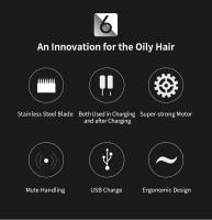 Afeitadora Recargable Para Hombres Corte De Pelo Vintage Barbería USB Carga Negra Dragón Tanyi ABS Adulto Eléctrico - details 1