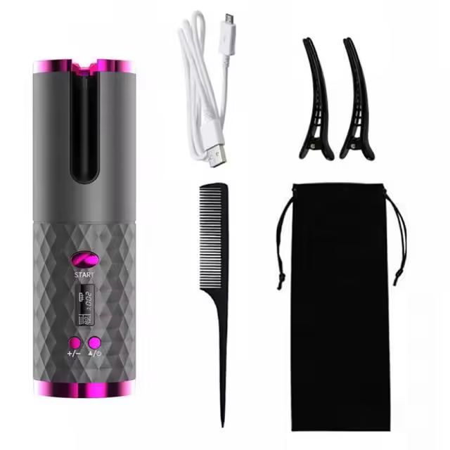 Rizador de Melo Automático, Planchadores Rizadora with 6 Temperature y Temporizado, Rizador Recargable With USB Profesional, With Salida USB, para usar Como Bateria Portatil para Viajes, para Todo Type de Melo - 1