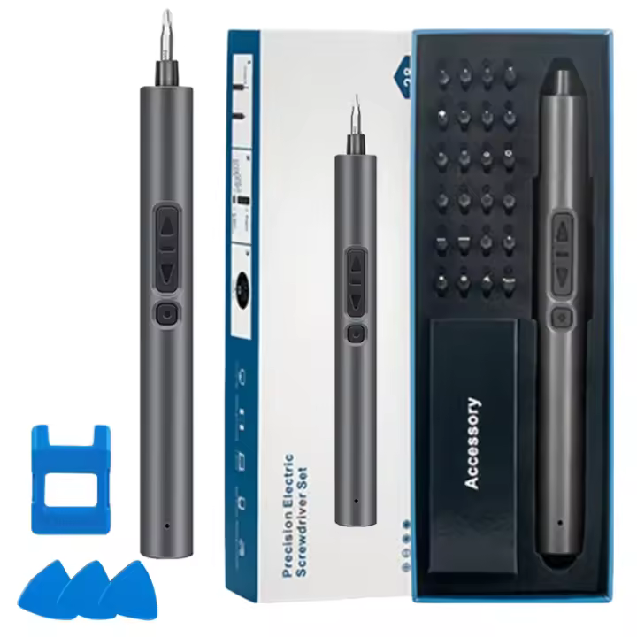 Juego De Destornilladores Eléctricos De Precisión 28 En 1 Sin Cable Mini Herramienta De Reparación Con 24 Piezas Magnéticas 2 Configuraciones De Torque 3 Luces LED - 1