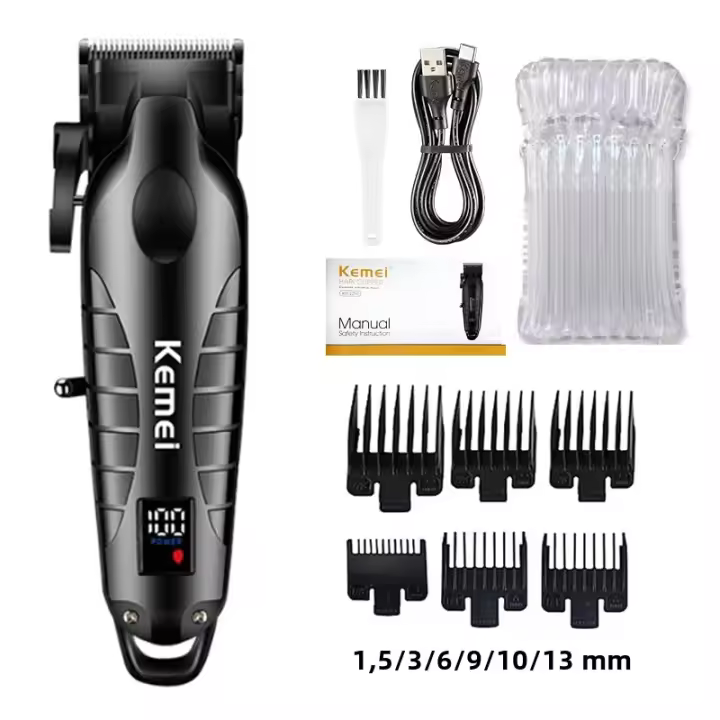 Cortauñas Profesionales KEMEI Para Hombres Negro Recargables KM-2296 KM-2290 Corte Seco Y Húmedo Batería Recargable 85 Minutos De Uso - 1