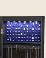Espejo joyero de pared con luces led, armario organizador de joyas con cierre, espacio para pendientes y collares, disponible en blanco, negro, o roble - details 9
