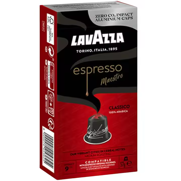 Cápsulas nespresso compatibles Lavazza Espresso Maestro Classico - 10 unidades Aromas de Cereales y Galletas - 100% Arábica - Intensidad 9 - 1