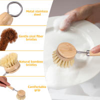 Cepillo De Cocina Con Mango Largo Y 4 Cabezas De Repuesto Cepillo De Limpieza Para Ollas Platos Y Sartenes Herramienta Ecológica Para El Hogar - details 2