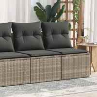 vidaXL Set sofás jardín y cojines 2 pzas ratán sintético acacia beige en color beige y gris/Marrón/Negro y crema y más | acolchados duraderos para sofás de jardín terraza exterior - details 5