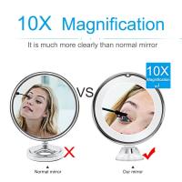 Espejo de maquillaje con aumento de 10x con iluminación, rotación de 360 ° y lechón Fuerte, iluminación LED portátil - details 4