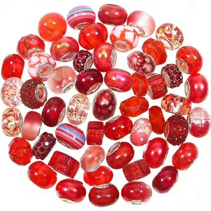 20/50pcs De Varias Variedades De Cuentas De Resina Con Agujero Grande Para Lampwork Cuentas Espaciadoras De Encanto Para Fabricación De Joyería Y Pulseras DIY - 1
