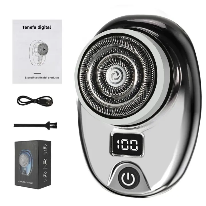 Afeitadora Eléctrica Mini Portátil Para Hombres Carga Rápida 1 Hora Pantalla Digital Afeitado Seco Y Humedo Acero Inoxidable - 1