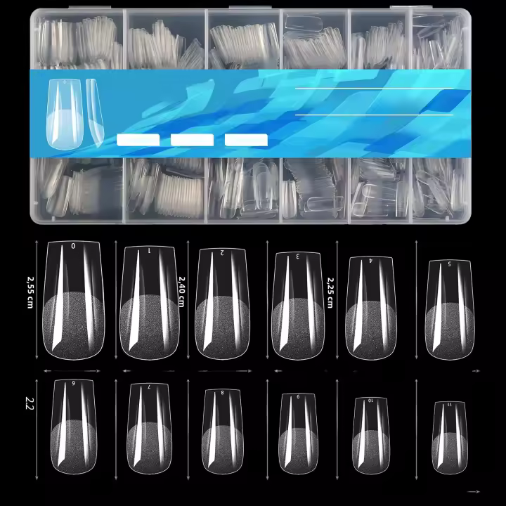 600Pcs Uñas Postizas De Gel Acrílico Completo Cubierta Stiletto Almond Square Coffin Francesa Falsas Uñas De Extensión Soak off Capsula - 1