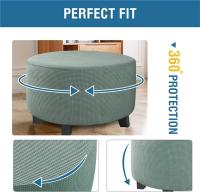 Cubierta De Terciopelo Polar Elástica Para Pie De Silla 1PC Cubierta De Ottomán Redonda De Spandex Protector De Pie De Silla Para Sala De Estar Hogar - details 3