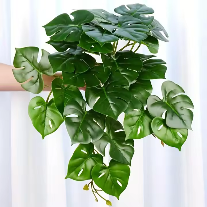1pc Hoja De Tortuga Artificial Para Colgar En Macetas O Vajilla Decoración De Casa Y Regalos Planta Verde Artificial De Poliéster Para Exposición Y Aniversarios - 1