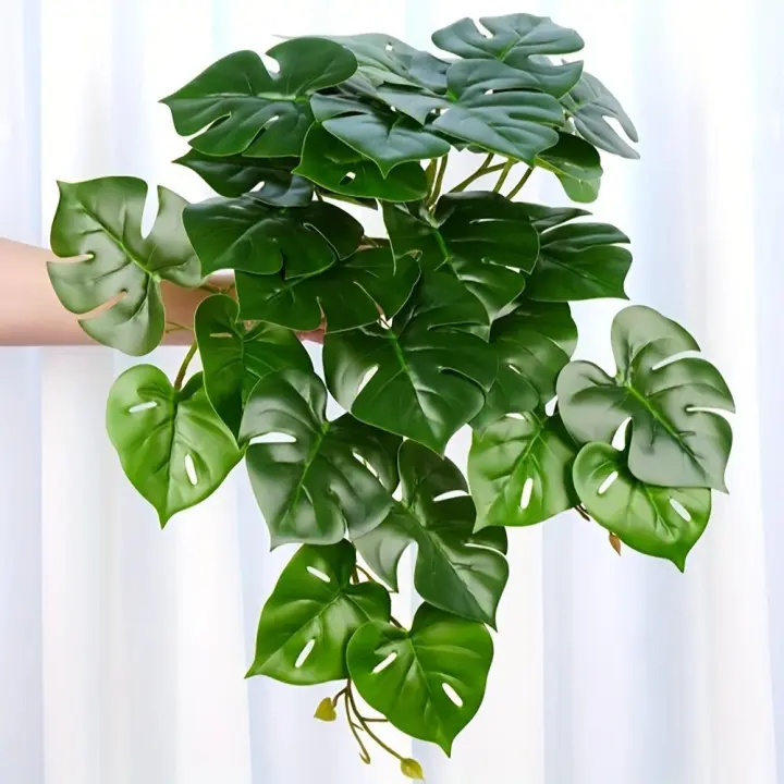 1pc Hoja De Tortuga Artificial Para Colgar En Macetas O Vajilla Decoración De Casa Y Regalos Planta Verde Artificial De Poliéster Para Exposición Y Aniversarios - 1