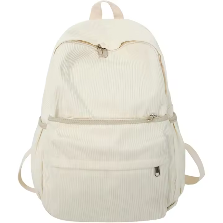 Mochila estética Mochila linda Mochila de pana Útiles escolares Bolsa para computadora portátil (blanca) - 1