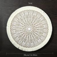 1 Pieza De Tela De Juta Para Mesa De Comedor Con Patrón Geométrico Moderno Y Borde Con Borlas Tapete Redondo Para Dormitorio Sala De Estar Cocina - details 1