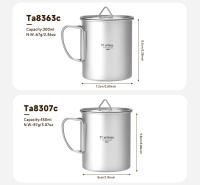 Tiartisan Taza De Camping De Titanio Puro Con Manija Plegable Ultraligera Portátil Para Senderismo Y Acampar Vaso De Agua Deportiva - details 6