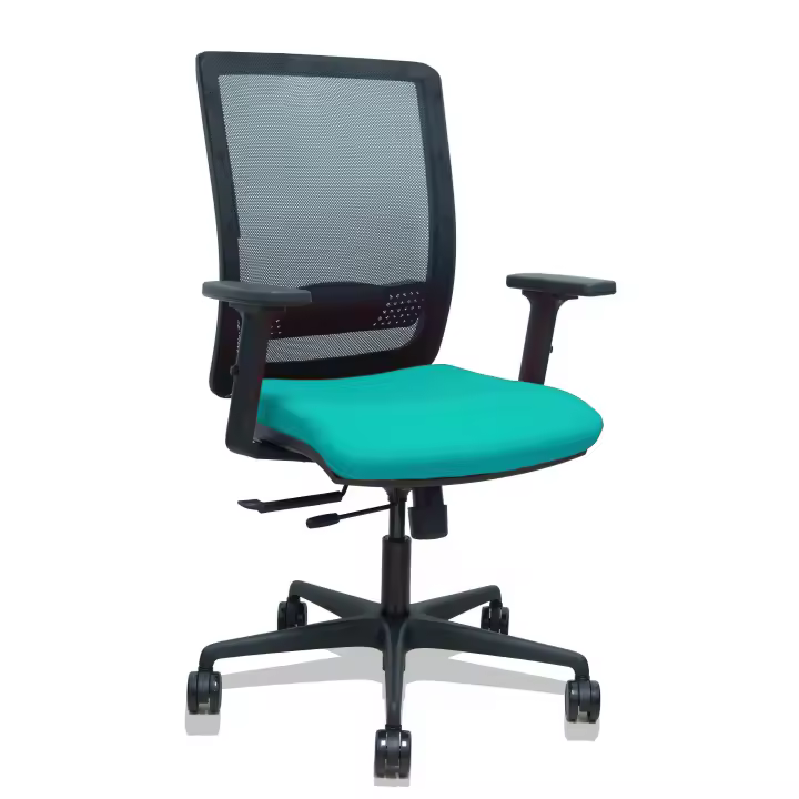 Silla Haches traslack malla negra asiento bali turquesa brazos 2D ruedas 65mm - 1