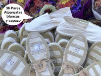 Alpargatas para bodas blancas 36 pares con regalo de capazo de esparto tarjetas para tallas y cuerda rústica detalles para invitadas de boda alpargatas para bodas en color blanco - details 3