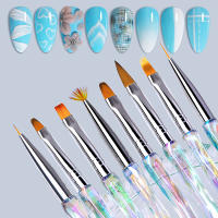 Misscheering 8pcs/set Aurora Rotuladores De Acrílico Para Dibujar En Uñas Con Pincel Suave Y Delgado Para Diseño De Uñas Gel De Gradiente DIY - details 2