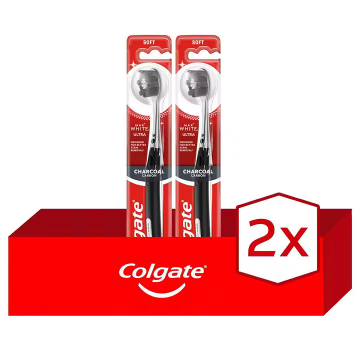 Cepillo de dientes blanqueador COLGATE Max White Ultra Carbón, suave X2 - 1