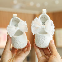 Zapatos De Princesa Para Bebé Niña En Lace Blanca Mocasines Con Lazo Y Borde Antideslizante De Goma Primera Calzado Para Caminar - details 2