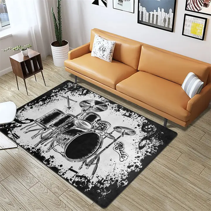 Carpet Kit De Batería Para Sala De Estar Dormitorio Decoración De Música Alfombra Antideslizante Para Sala De Estar Cocina Alfombrilla De Puerta Moderno Estilo Estadounidense Poliéster 100% - 1