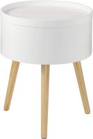 STARLEY-Mesita de Noche Mesitas de café Mesa de Centro Mesa Auxiliar con Compartimento de Almacenamiento, Patas de Madera MDF 38x38x48,5cm Blanco - details 2
