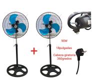 Ventilador PREMIUM cabeza giratoria 360 grados de pie grande Industrial Con Rejillas o normal para elegir  Juego de 2 ventiladores Aspa metalica 3 aspas  altura regulables 90w AIRE MUY FUERTE ajuste 3 velocidades 18pulgadas calidad premium garantizado - details 2
