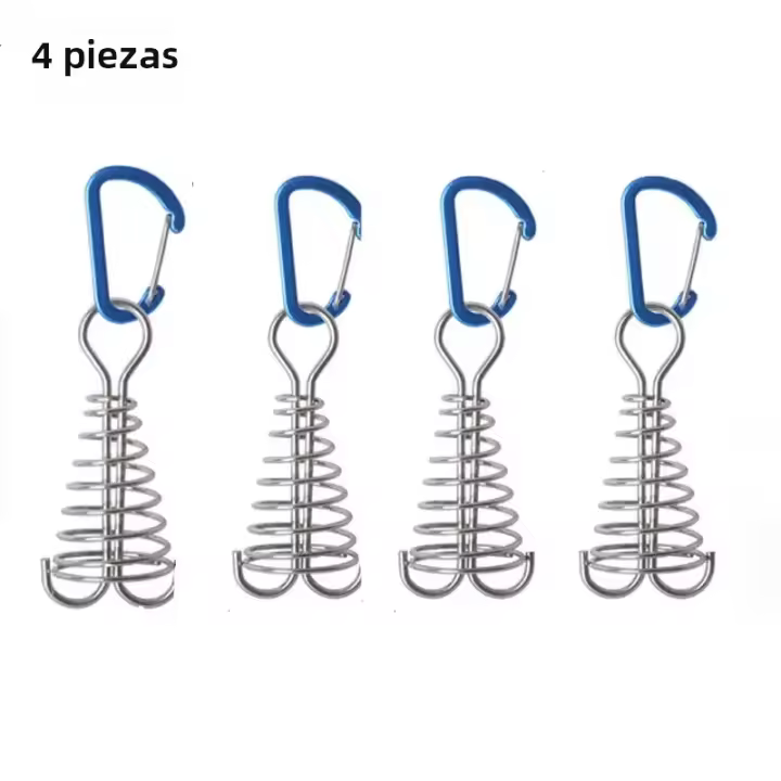 4pcs Hebilla De Anzuelo Para Tenda Accesorios De Camping Al Aire Libre Octopus Cuerda De Viento Fijación De Madera Agujero Con Resorte - 1