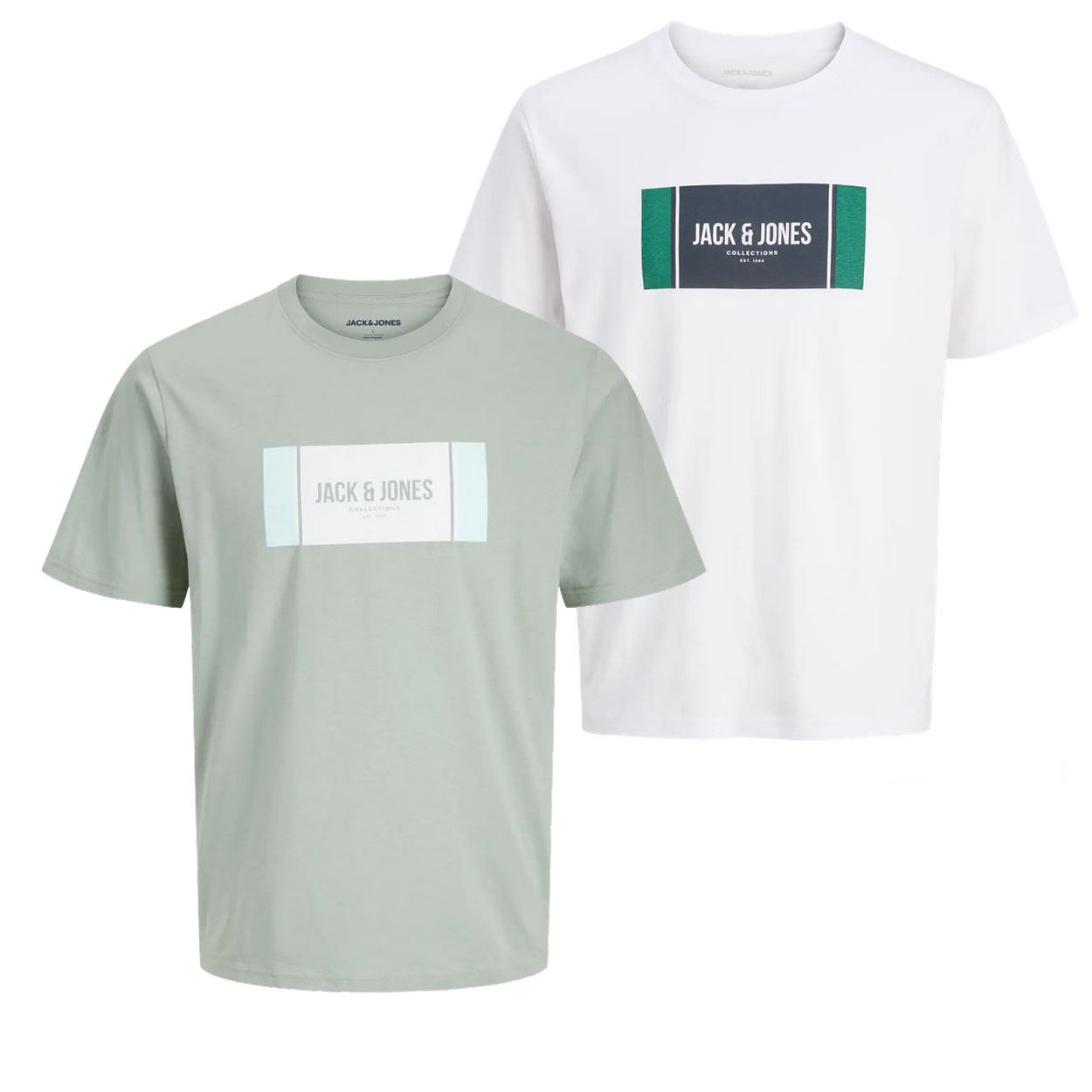 Jack & Jones Hombre Pack 2 Camisetas De Algodón Mod JJHAYATO - JJGEM , Logo estampado Muy suave Ref 12278508