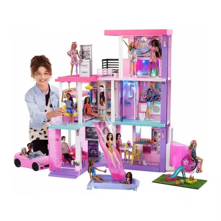 Barbie 60 Aniversario Dreamhouse Casa de Muñecas 3 Pisos y 10 Habitaciones | Muebles de Mattel - 1