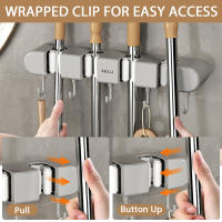 Soporte Para Escoba Y Mopa Adhesivo En La Pared Organizador Multifuncional Para Cocinas Sin Perforaciones Ecológico ABS - details 6