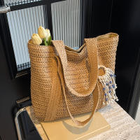 Bolso De Hombro Para Mujer De Paja Tejida De Lujo En Verano Capacidad Grande Casual Con Borla Bolso De Mano De Moda Para Playa Y Viaje - details 13